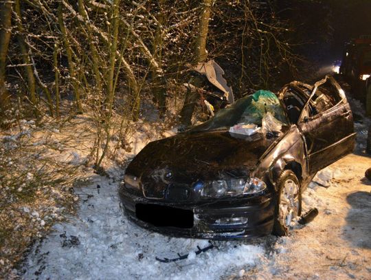 BMW uderzyło w drzewo. Nie żyją dwie osoby ZDJĘCIA