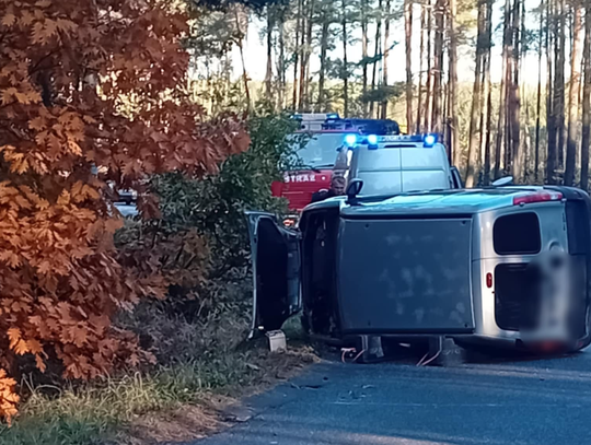 Chciał uniknąć zderzenia ze zwierzęciem. Auto przewróciło się na bok