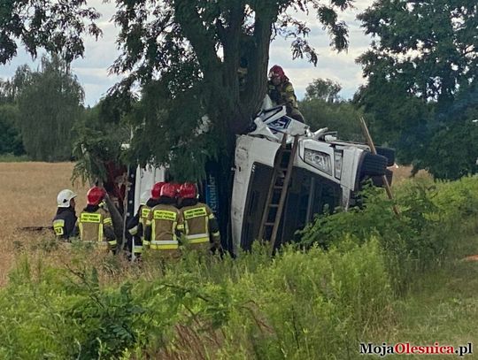 Ciężarówka uderzyła w drzewo. Nie żyje 34-latek ZDJĘCIA