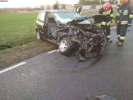 Czołowe zderzenie na trasie Kalisz - Turek. Są ranni ZDJĘCIA