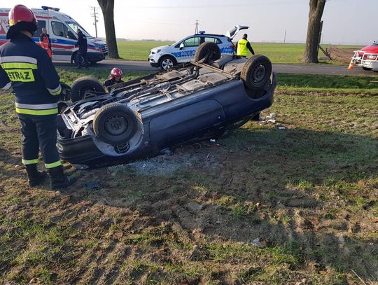 Dachowanie w Jastrzębnikach. Na drogę wybiegła sarna ZDJĘCIA