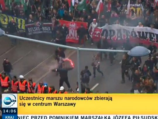 Herb Opatówka na czele warszawskiego Marszu Niepodległości
