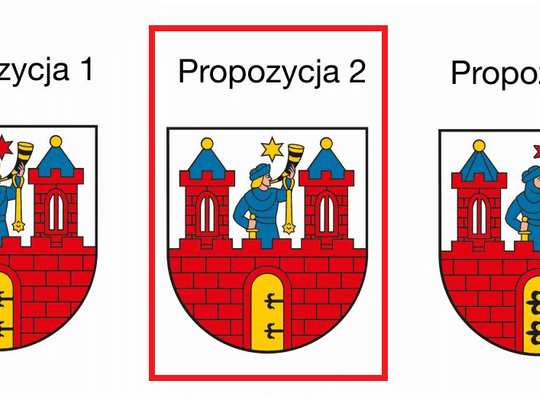 Herb zgodny z heraldyką. Flaga i odznaka do poprawki