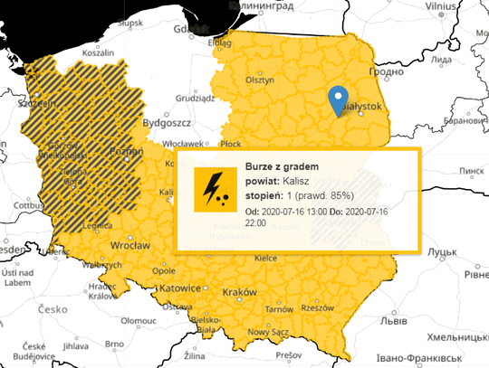 IMGW ostrzega: możliwe burze z gradem