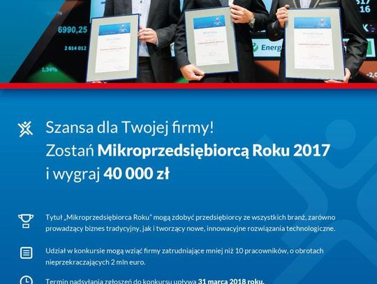 Konkurs na Mikroprzedsiębiorcę Roku 2017. Do wygrania spora suma