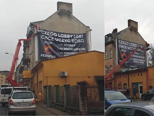 Kontrowersyjny baner w centrum Kalisza. Walka z promocją pedofilii czy kłamstwo i nienawiść?