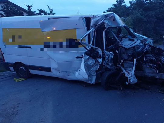 Kurierski bus uderzył w drzewo. Podwójne szczęście 25-latka