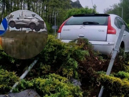 Nagle zaczął przyspieszać. Samochód przeleciał nad rondem. Kierowca mówi: awaria WIDEO