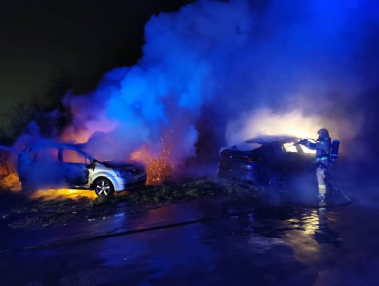 Nocny pożar aut na Dobrzecu. To podpalenie? ZDJĘCIA