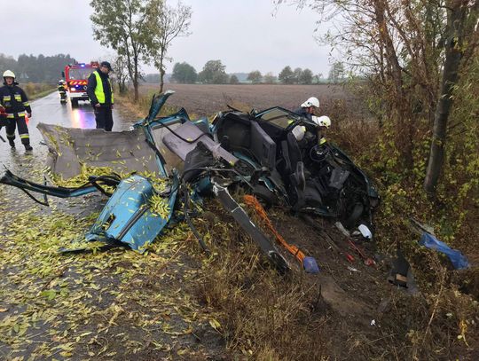 Opel uderzył w drzewo. Nie żyje kierowca ZDJĘCIA