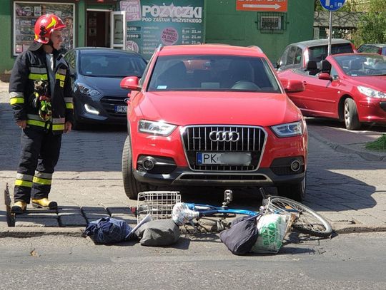 Potrącenie rowerzysty na ul. Bankowej w Kaliszu ZDJĘCIA