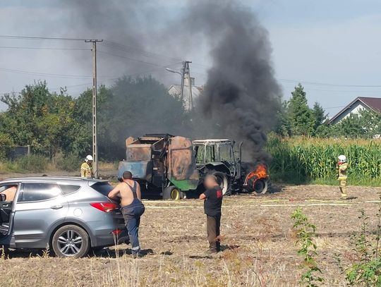 Pożar ścierniska i maszyn rolniczych w Zbiersku!