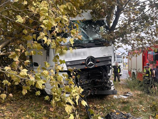 Roztrzaskana kabina ciężarówki. Akcja służb na Majkowskiej