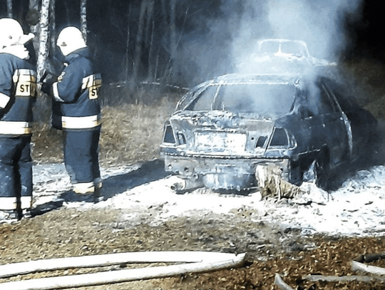 Świeżo kupione BMW spłonęło w lesie