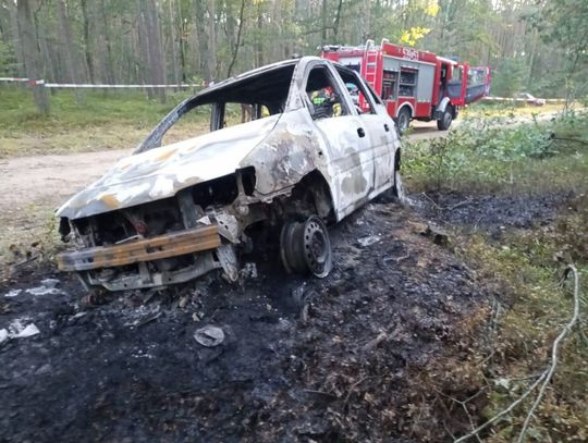 Tragedia w gm. Błaszki. W lesie auto ze zwęglonym ciałem