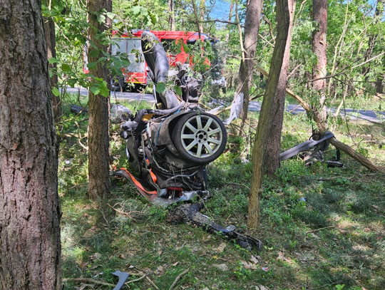 TRAGEDIA W POWIECIE: Auto roztrzaskało się o drzewo. Jedna osoba nie żyje
