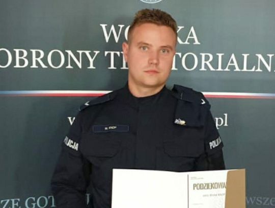 Uratował tonącego. Kaliski policjant wyróżniony przez dowództwo Wojsk Obrony Terytorialnej