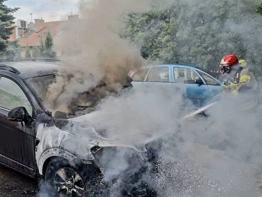 W ogniu cała komora silnika. Auto spłonęło doszczętnie