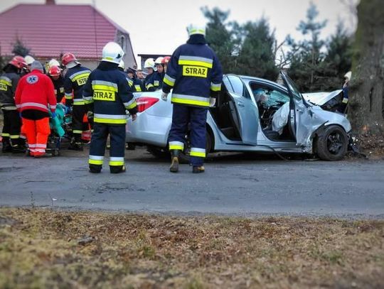 Wypadek koło Odolanowa: samochód uderzył w drzewo