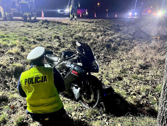 Wypadek pod Kaliszem. Poszkodowany młody motocyklista