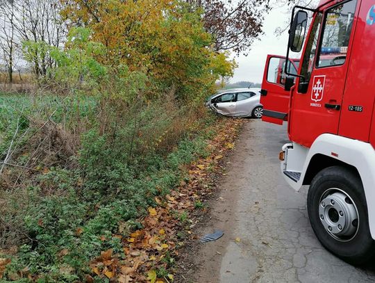 Wypadł z drogi i uderzył w drzewo. Mieszkaniec Kalisza w szpitalu ZDJĘCIA