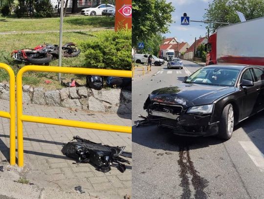 Zderzenie motocykla z audi. Ciężko ranny nastolatek