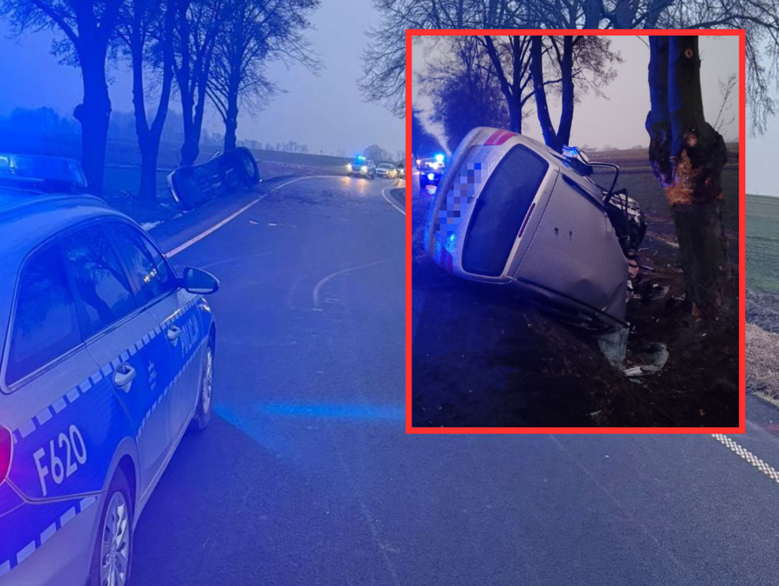 Na łuku drogi. Nie żyje młody kierowca