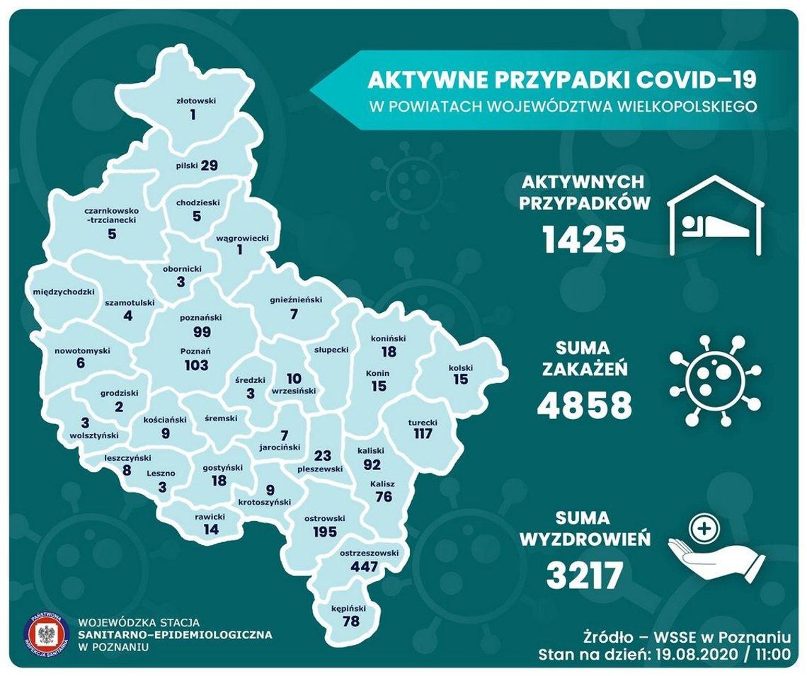 43 nowe przypadki koronawirusa w Wielkopolsce. Zmarł 37-latek z Konina RAPORT