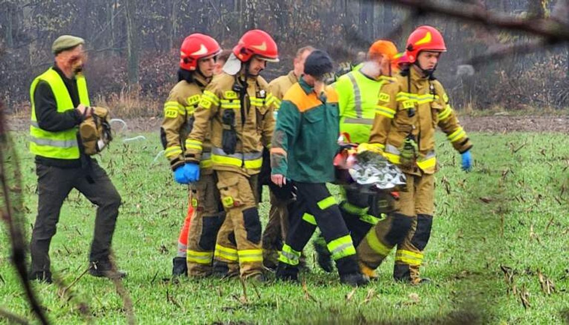 Akcja wszystkich służb w lesie. Nieprzytomny mężczyzna z urazem