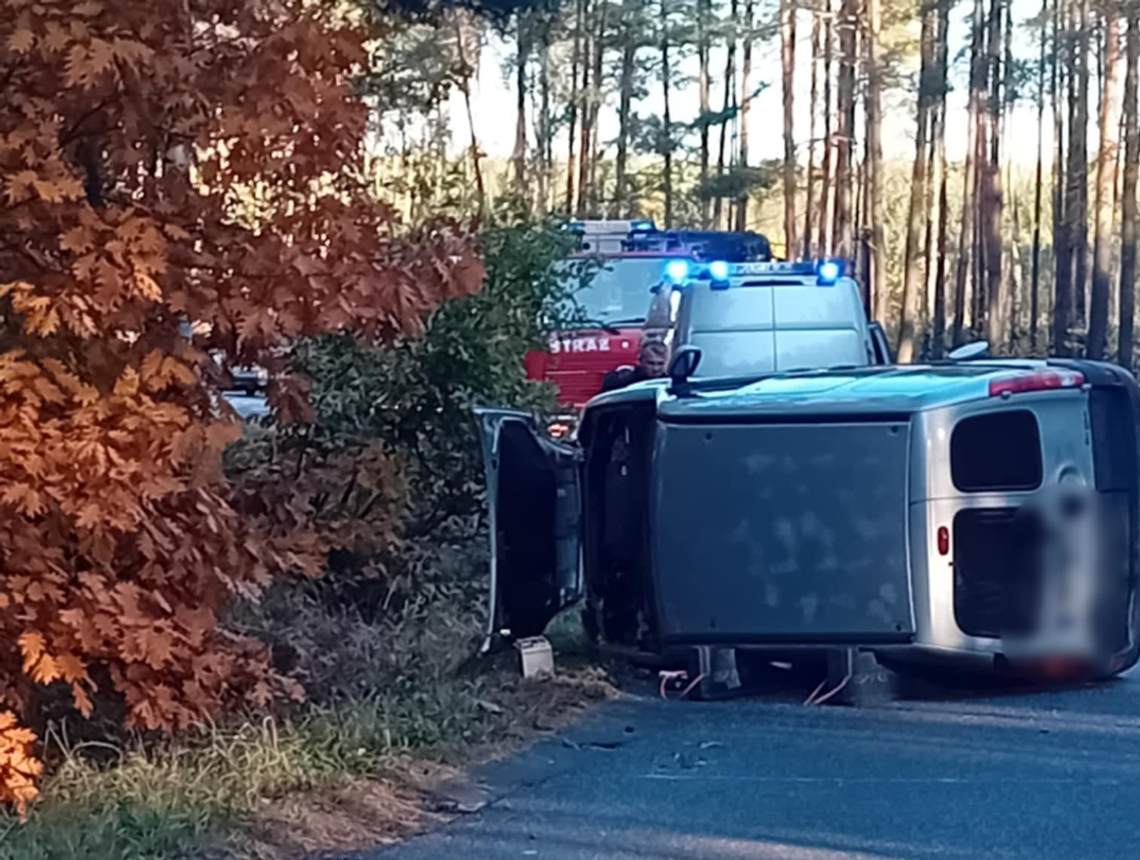 Chciał uniknąć zderzenia ze zwierzęciem. Auto przewróciło się na bok