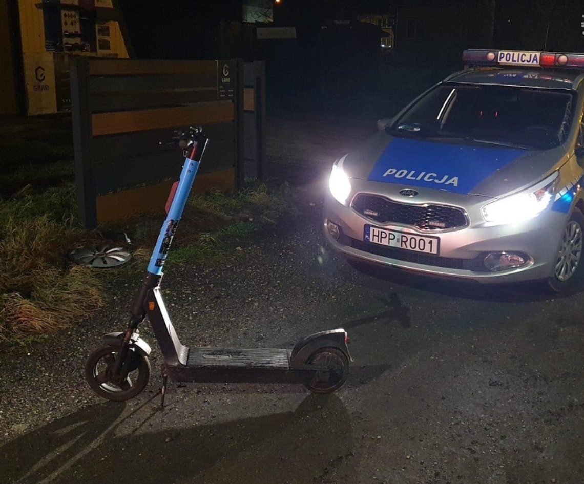 Daleko nie zajechał… Pijany na hulajnodze zatrzymany przez policję