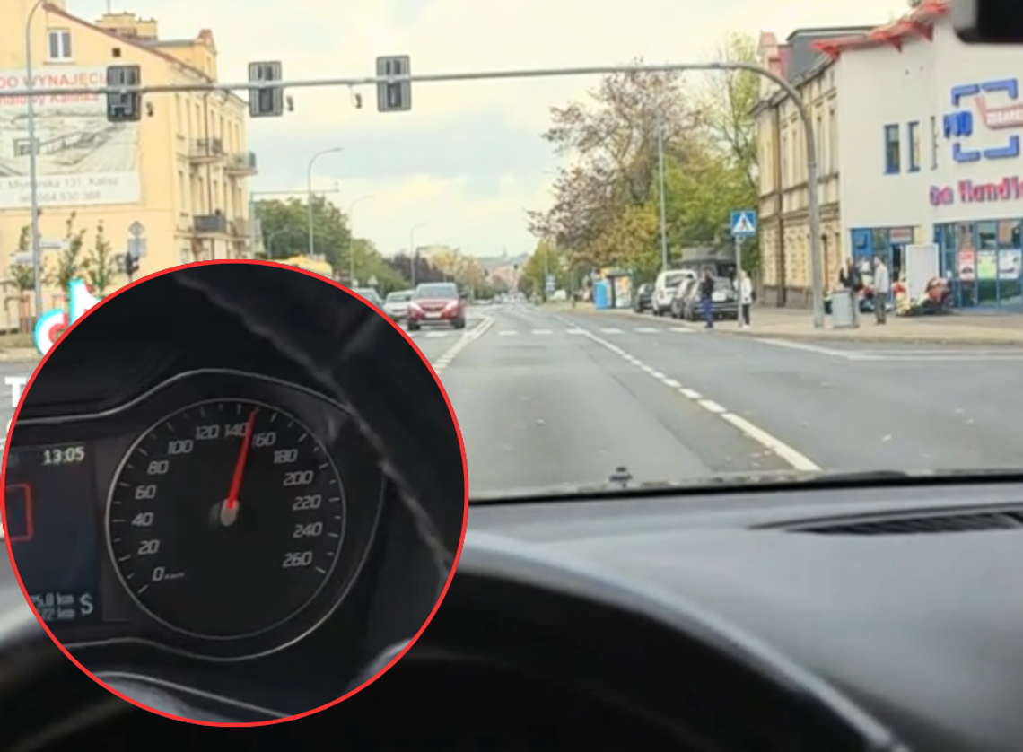 „Dziadu prawie poleciał”. Pędził 150 km/h przez Kalisz i wszystko nagrał