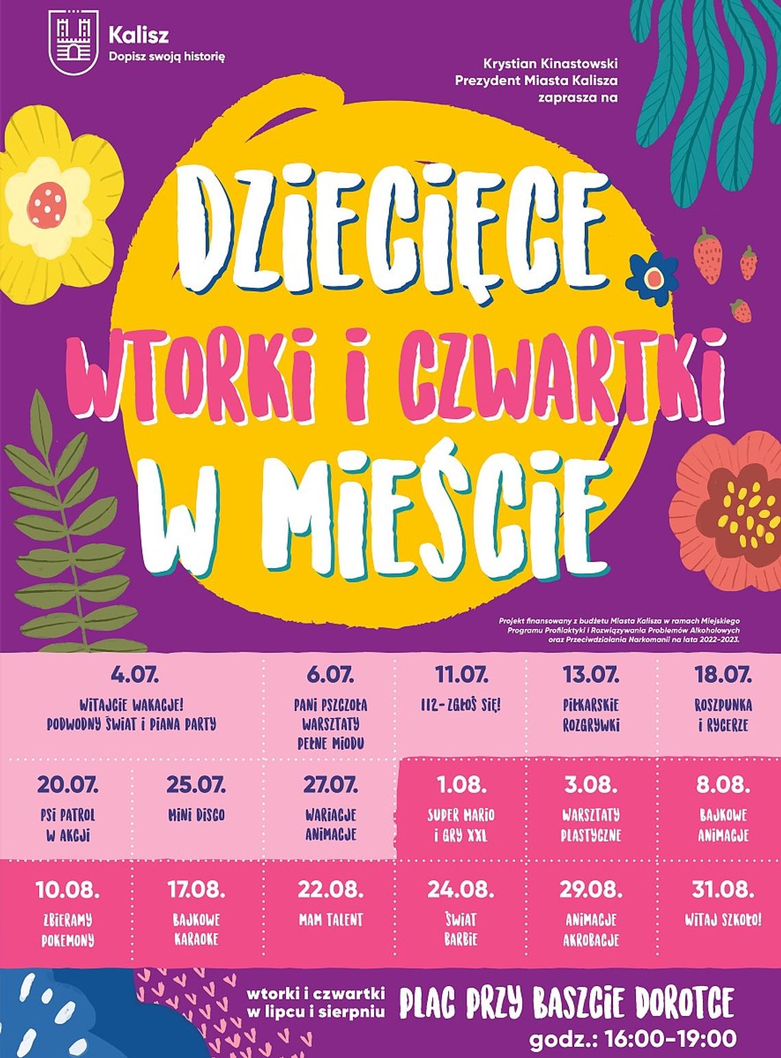 Dziecięce wtorki i czwartki przy Baszcie Dorotce HARMONOGRAM