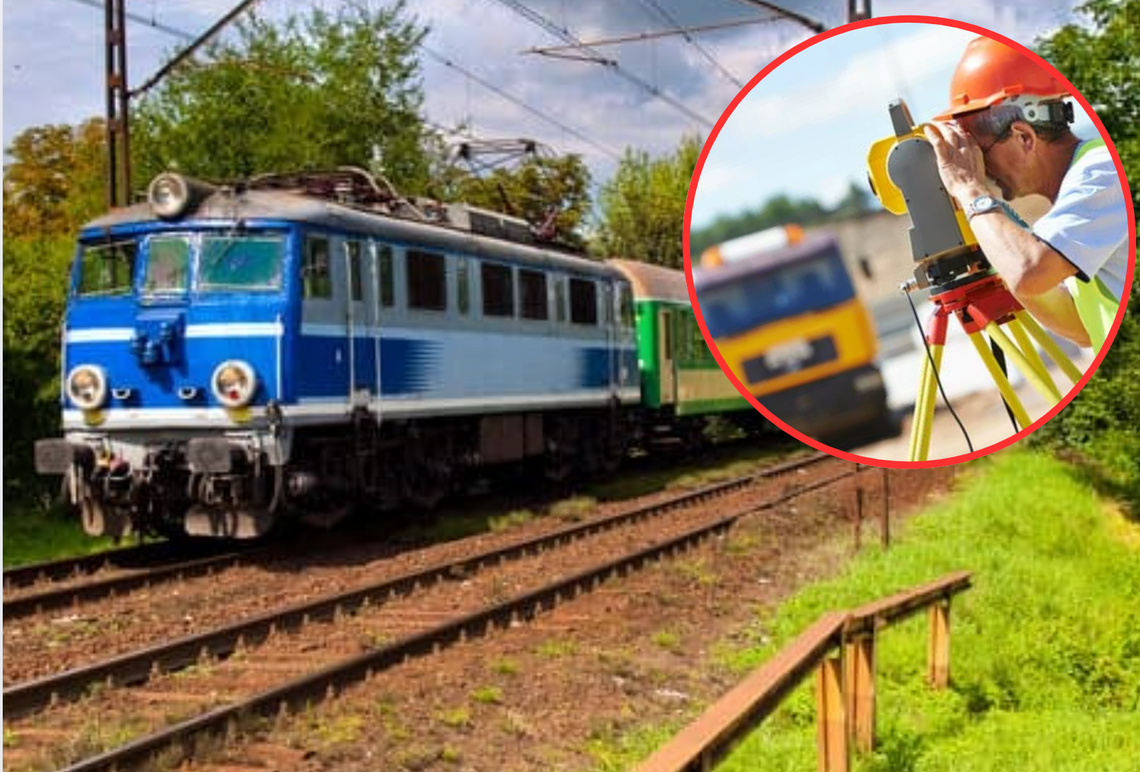 Geodeci w terenie. Przygotowują grunt pod CPK