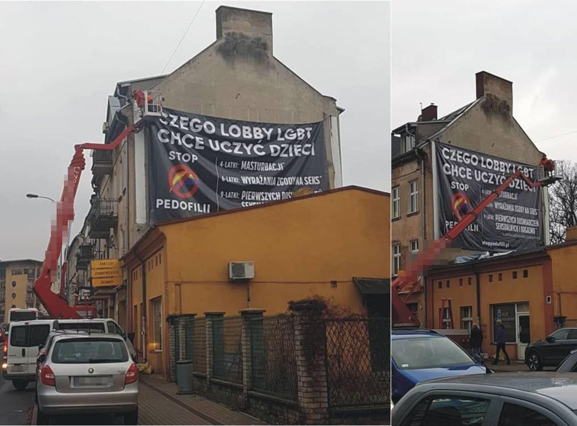 Kontrowersyjny baner w centrum Kalisza. Walka z promocją pedofilii czy kłamstwo i nienawiść?