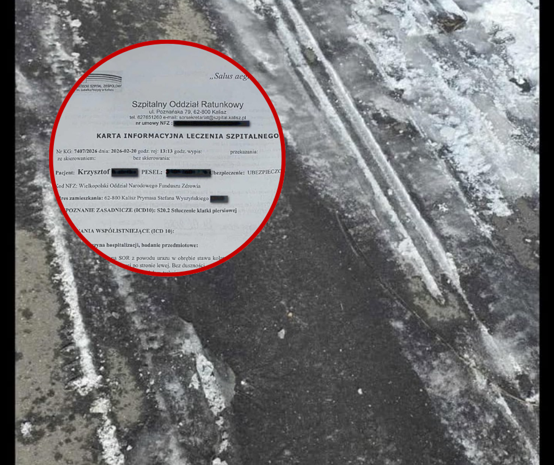 Lodowisko na ścieżce rowerowej. Kaliski KURIER wylądował na SORze