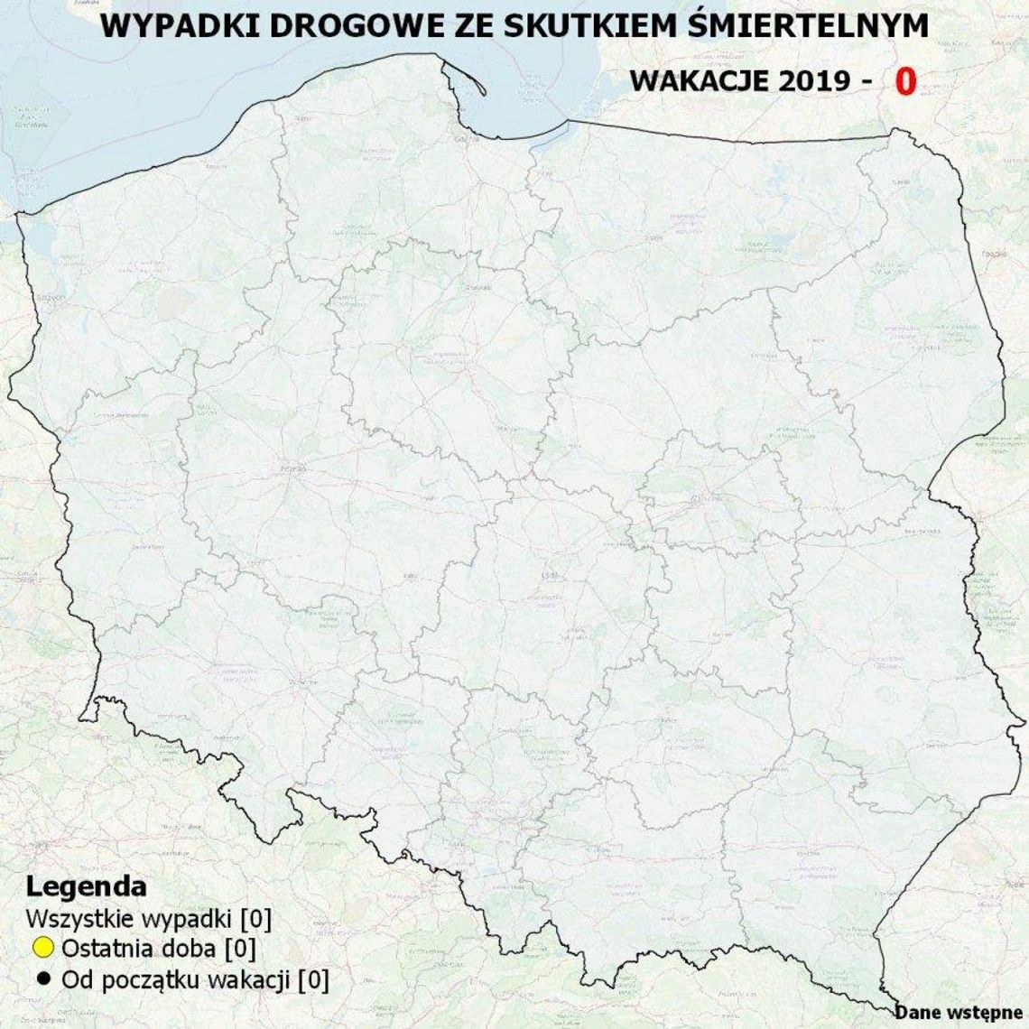 Mapa wypadków drogowych ze skutkiem śmiertelnym – wakacje 2019