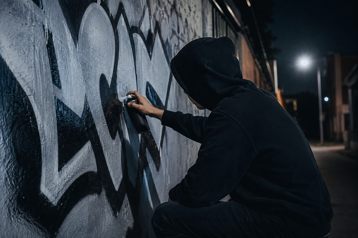 Nastolatek namalował graffiti w centrum miasta. Policjanci weszli do domu 15-latka i się zdziwili Nastolatek namalował graffiti w centrum miasta. Policjanci weszli do domu 15-latka i się zdziwili
