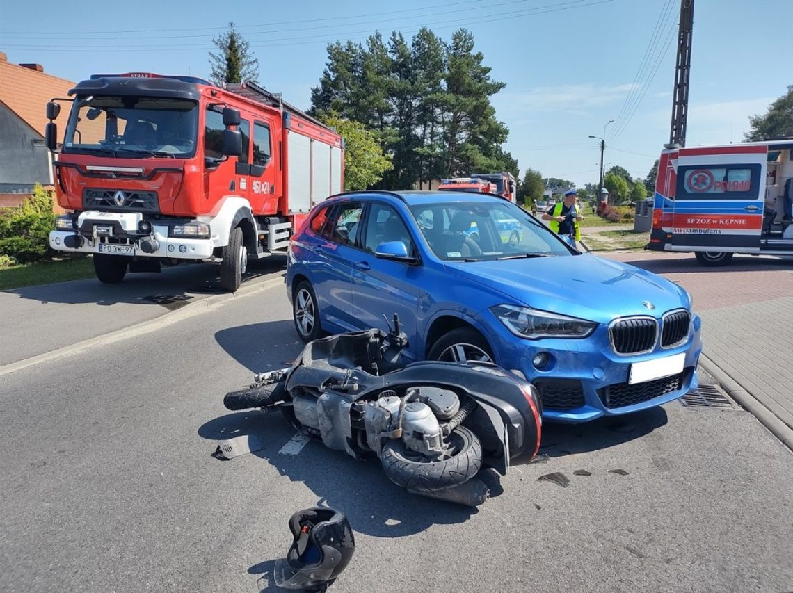 Nie zauważyła go? Kobieta wjechała w motocyklistę