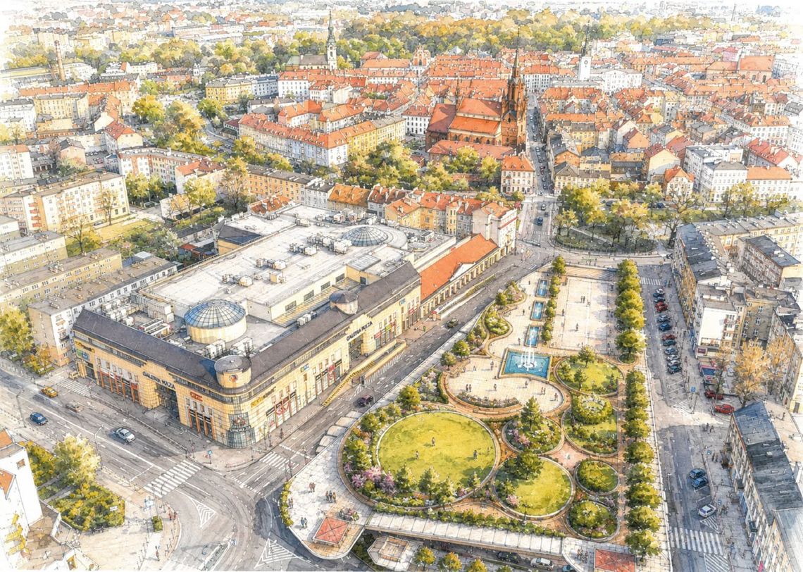 Nowy plac w centrum Kalisza! Bez straganów, z zielenią i fontannami Nowy plac w centrum Kalisza! Bez straganów, z zielenią i fontannami