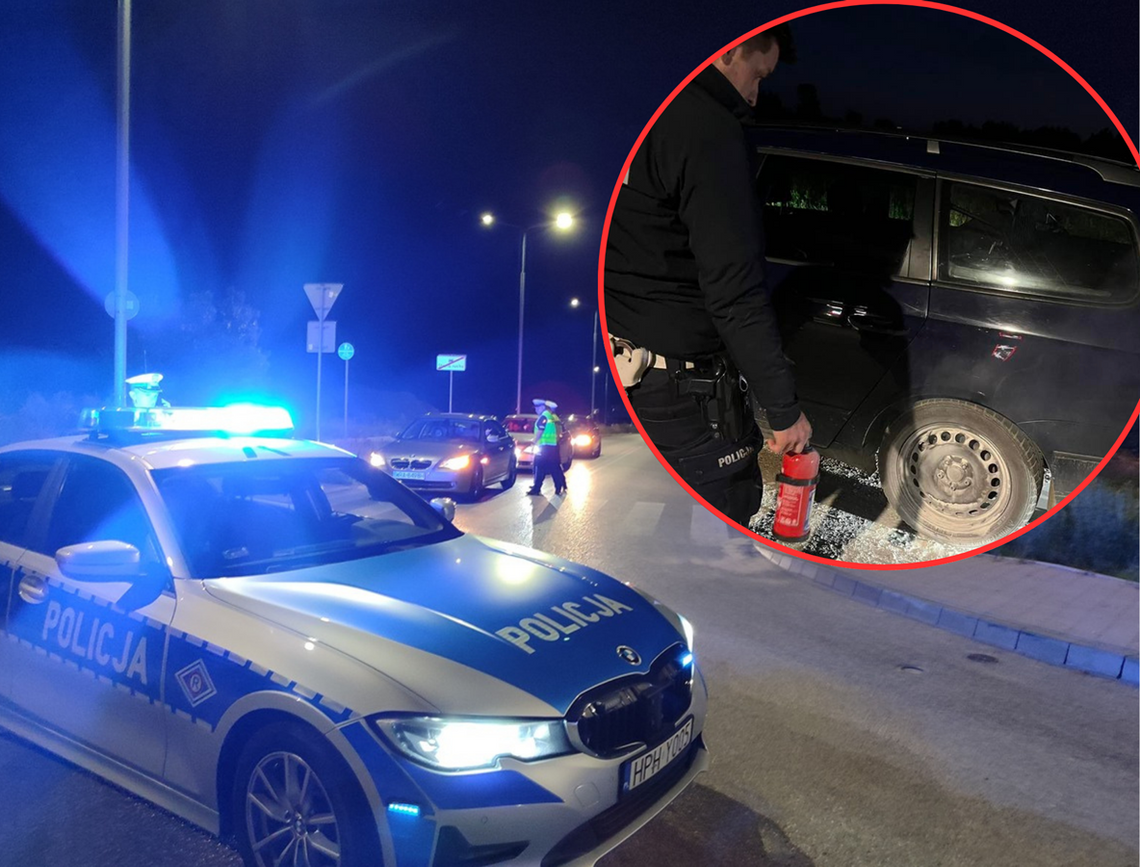 Ogień i dym pod autem. W środku matka z dzieckiem Ogień i dym pod autem. W środku matka z dzieckiem