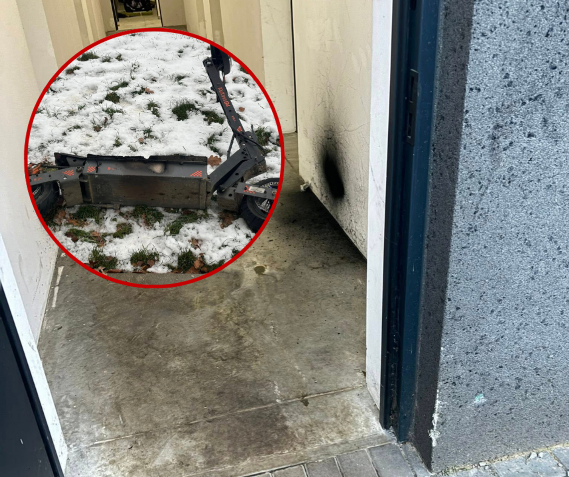 Pożar i ewakuacja. Wszystko przez hulajnogę...