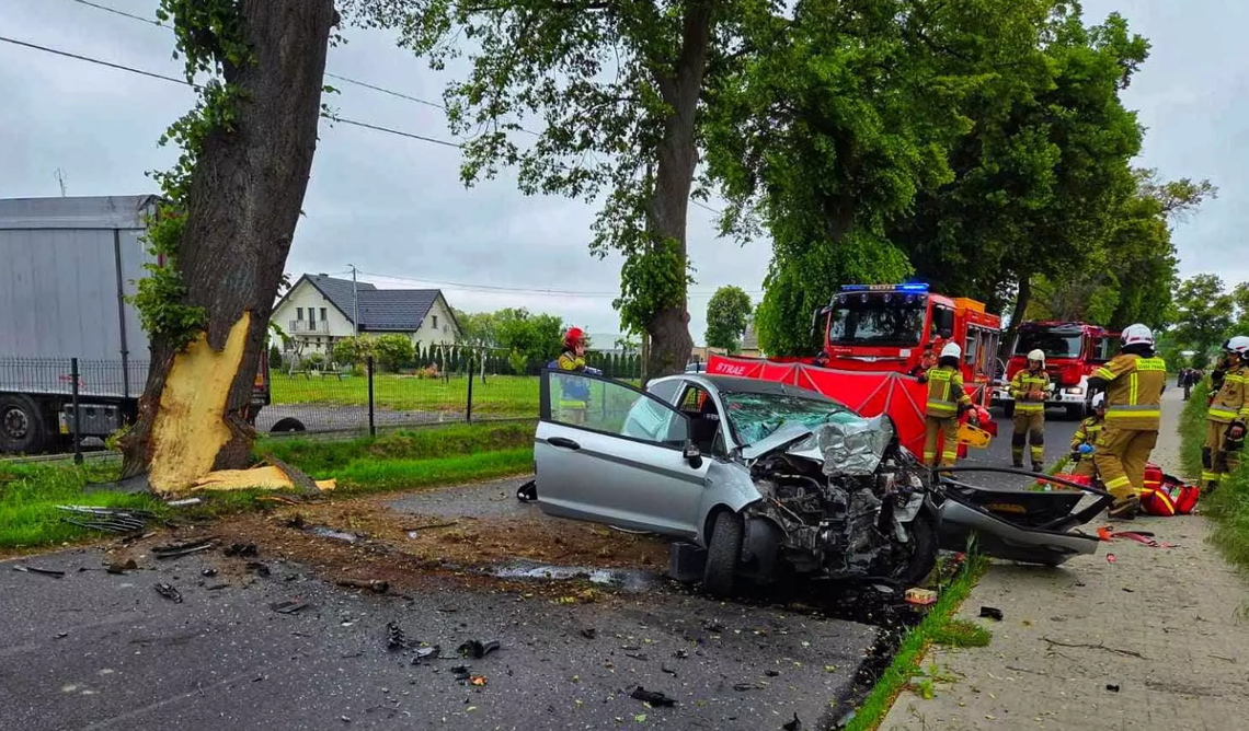 Auto roztrzaskało się na drzewie. Kaliszanin zginął na miejscu