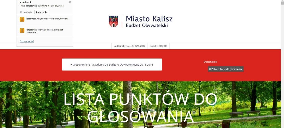 Strona o Budżecie Obywatelskim nie działa