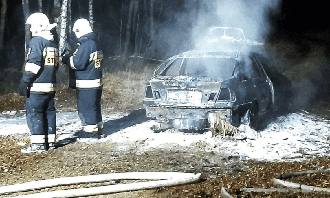 Świeżo kupione BMW spłonęło w lesie