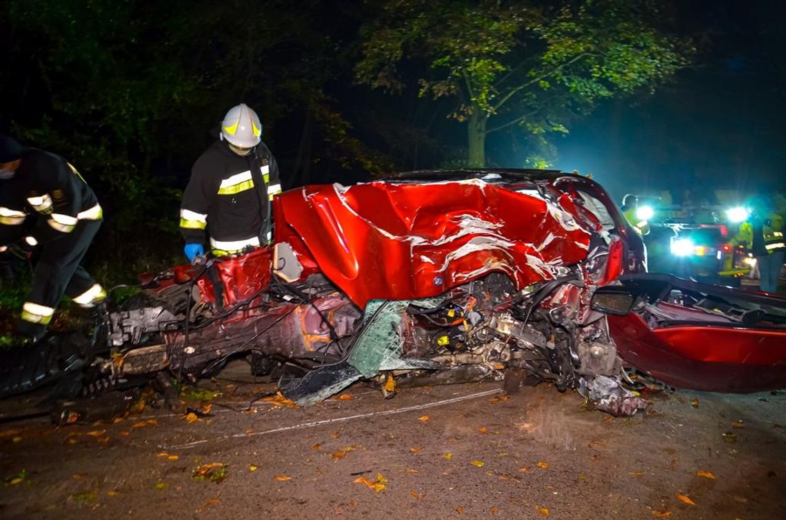 Tragedia w święto zmarłych. Samochód rozbił się na drzewie, kierowca zginął ZDJĘCIA