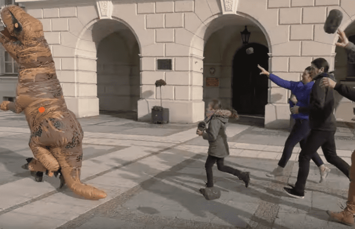 W Kaliszu rzucają kamieniami w … dinozaury!  WIDEO