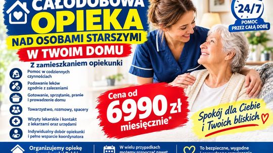 Całodobowa opieka dla seniora z zamieszkaniem - od 6990 zł miesięcznie
