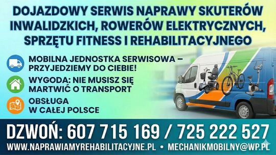 Naprawy skuterów inwalidzkich, rowerów i sprzętu rehabilitacyjnego