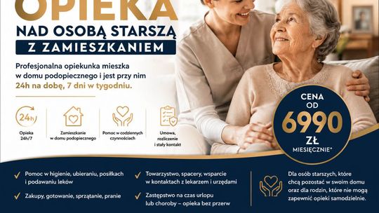 Opieka nad SENIOREM 24h od 6990 zł.Opiekunka zamieszka z seniorem